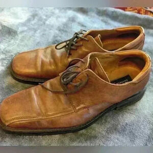 Kenneth Cole Brown LEATHER Square toe Derbys Dress Shoes Men's 9.5